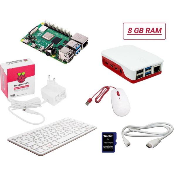 Raspberry Pi 5 Desktop Kit components & packaging, DE (No board)