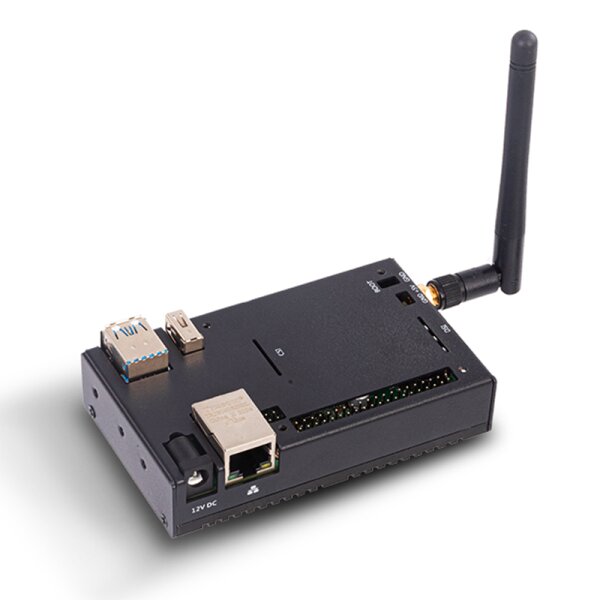 EDATEC CM4NANO Industriecomputer auf Basis von Raspberry Pi CM4, 8 GB RAM, 8 GB eMMC, mit WLAN, Bluetooth, externer WLAN-Antenne und Metallgehäuse